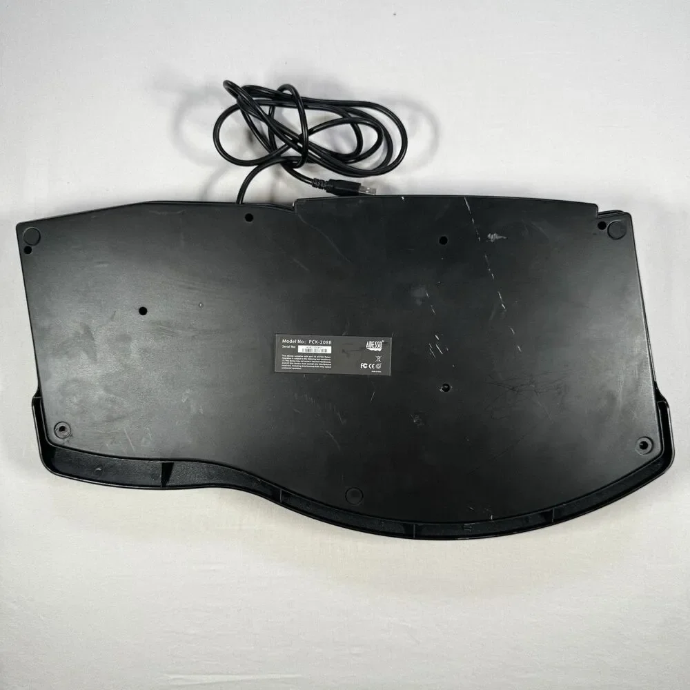Adesso PCK-208B Ergonomic Wired USB Keyboard - Tested
